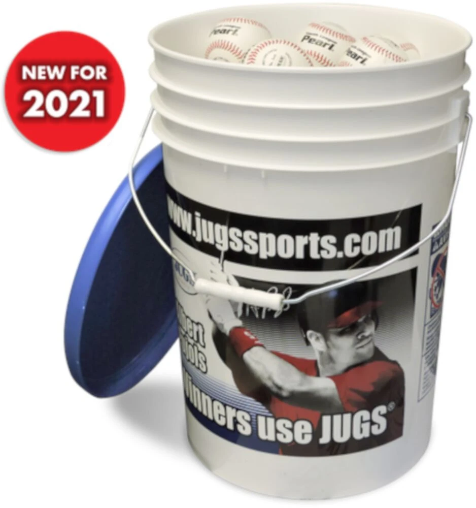 Jugs Pearl Youth League Leather Baseball 4 Dozen Balls W/ Bucket B5215 1 Jugs Pearl Youth League Leather Baseball 4 Dozen Balls W/ Bucket B5215