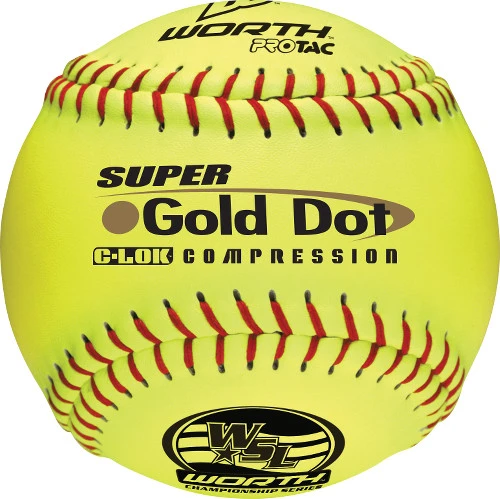 Worth Gold Dot C-LOK YS44WSLS 12 Inch WSL Slowpitch Softball 1 Worth Gold Dot C-LOK YS44WSLS 12 Inch WSL Slowpitch Softball